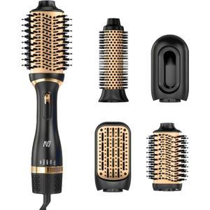 Hair Dryer Brush Set, Multifunctional Hot Air Brush for Salon Blowouts, Negative Ion Technology & Quick Drying, Shiny and Less Frizz, Black Gold
