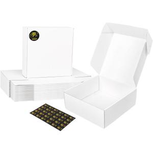 White Shipping Boxes 8x8x3 Inches, 30 Pack Corrugated Cardboard Mailer Boxes for Packaging Small Business Mailing Gift