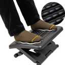 Mind Reader Adjustable Height Ergonomic Foot Rest with Massage Rollers, Black