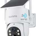 blurams 4MP Security Cameras Wireless Outdoor, 100% Wire-Free Pan/Tilt Outdoor Camera with Fixed Solar Panel, 360° View, Dual-Band WiFi 6, Human Detection, IR/Color Night Vision, Work with Alexa