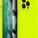FireNova Designed for iPhone 14 Pro Case, Silicone Upgraded [Camera Protection] Phone Case, Soft Anti-Scratch Microfiber Lining Inside, 6.1 inch,Fluorescent Green