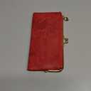 GOIACII Womens Wallet Ladies Vintage Billfold Compact Card Holder Long Zip Clutch Purse with Kiss Lock Red