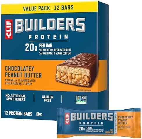 CLIF BUILDERS Protein Bars - Chocolate Peanut Butter Flavor - 20g Plant Based Protein - Gluten Free - Non-GMO - Low Glycemic - No Artificial Sweeteners - Value Pack, 2.4 oz. (12 Count) Pack of 4

, Best By: 

28 JUN 2026