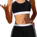 Gaupafmb Girls Bikini 3PCS Swim Sets Color Block Crop Top Briefs with Shorts for 11-12Y Years