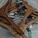 Ulimart Wooden Hangers with Clips 12 Pack Wooden Pants Hangers,Skirt Hangers with Adjustable Clips,Hangers for Pants,Jeans,Slacks,Shorts（Walunt）