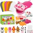 WATINC 6Pcs Hand Puppet Making Kit, Art Craft Felt Sock Puppet Toys, Creative DIY Make Your Own Pompoms Wiggle Googly Eyes Storytelling Role Play Party Supplies Gift for Girls Boys (Farm Animals)