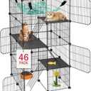 Cat Cage, 4-Tier DIY Cat Enclosures Catio, Cat Playpen Indoor & Outdoor with Hammock, Detachable Metal Wire Kennel Cats Crate, 2x2x4 Exercise Place for 1-3 Cats/Kitten