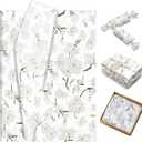 100 Sheets White Magnolia Pattern Tissue Paper, Florals Gift Wrap Decorative Paper DIY Arts Crafts for Wedding Birthday Theme Party Decorations Supplies, 13.8 x 19.7 inches