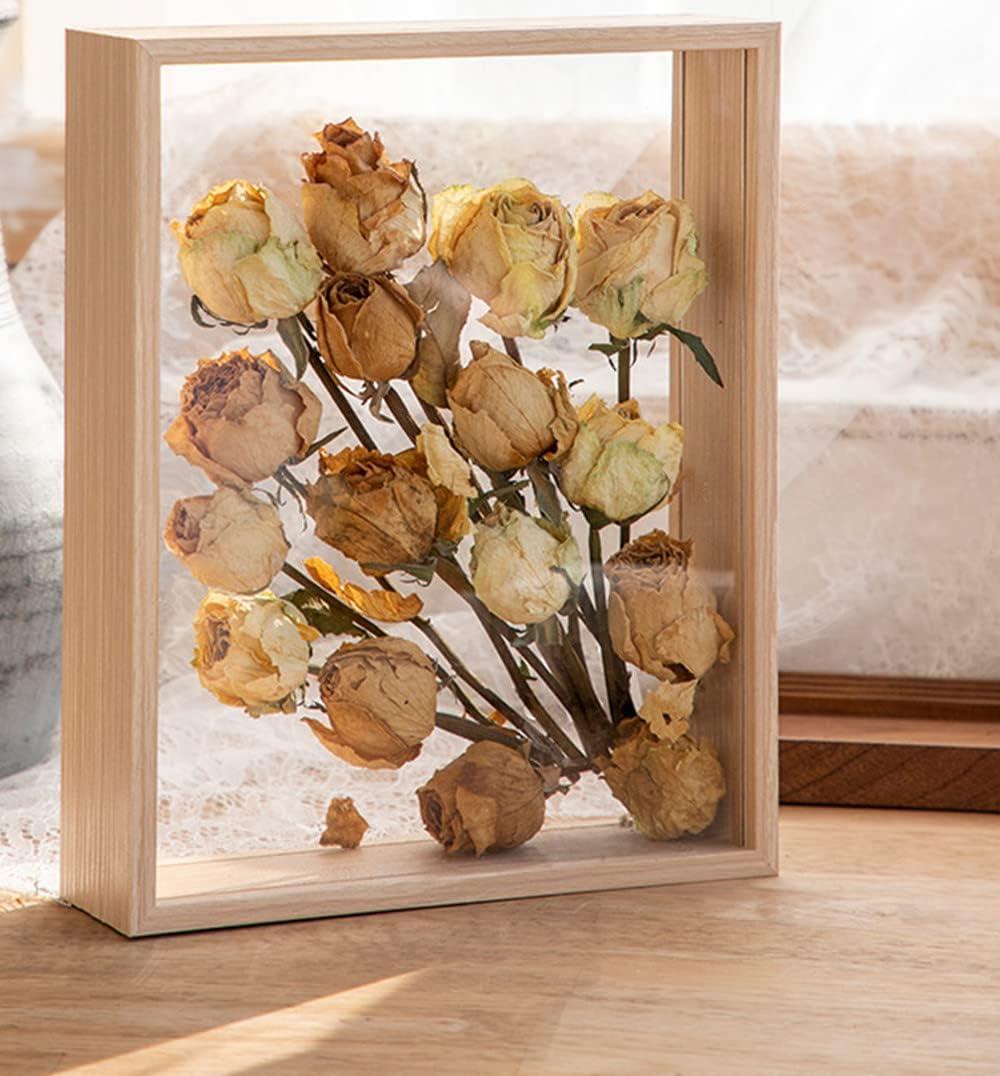 JOSON Wooden Dried Flower Photo Frame Dried Flower Display Stand Decorative Floating Photo Frame8 * 10''-primary color