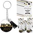 3 x 50 Sets Class of 2025 Graduation Prom Gifts Inspirational Keychain Motivational Congratulations Cards for Graduation Party (Black)