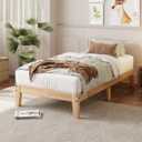 Mashomdec Twin XL Size Solid Wood Platform Bed - Noise-Free Design with Metal and Wood Slat Support, No Box Spring Needed, Easy Assembly, Natural Wood Finish