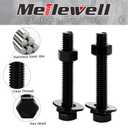 3/8-16 x 4 Hex Head Screws Bolts, Nuts, Flat & Lock Washers, Fully Threaded, Stainless Steel 18-8, Black Finish, 4 Sets