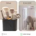EACHY Makeup Brush Holder 360 Rotating with Dustproof Lid, Waterproof Material, 7 Compartments for Organized Storage, Stylish and Durable Design for Vanity (White)