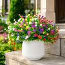 CLEANGOR 12 Pcs Artificial Flowers for Outdoors Decorations (6 Color) | No Fade Fake Plastic Flower, UV Resistant Artificial Outdoor Plant, for Spring Summer Garden, Porch, Home Wedding Farmhouse