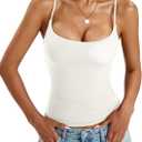 EasyGala Womens Padded Cami Tank Tops Double Lined Spaghetti Strap Built in Bra Shirts Slim Fitted Basic Summer Cloth 2026 (Beige, M)