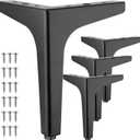 4 Pcs 7 Inch Metal Furniture Legs, Modern Style Furniture Sofa Legs Metal Matte Black Triangle Feet for Table Cupboard Sofa Couch Chair DIY Replacement Feet - with Rubber Floor Protectors