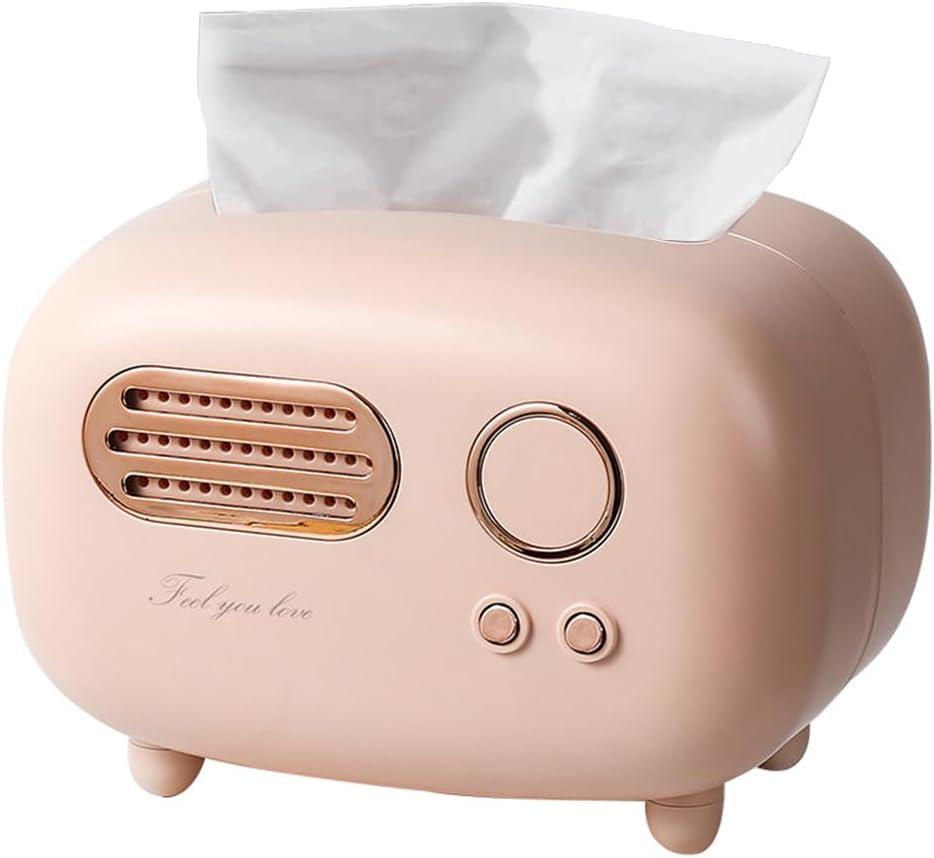 SGVAHY Retro Radio Shape Tissue Cover Box - Unique Multifunction Tissue Box for Kitchen, Bedroom, Office, Parlor, Bathroom Decoration - Creative Gift (Retro Radio Pink)