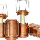 Lichamp LED Camping Lantern, 4 Pack Battery Powered Flashlight for Power Outages, Portable Collapsible Hanging Light Essential for Home, Outdoor, Emergency Lamp Survival Kit Gear for Hurricane, Gold