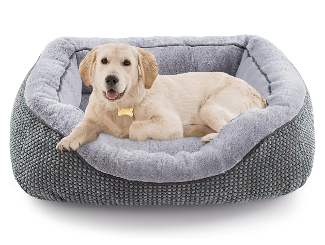 INVENHO Medium Dog Beds for Medium Dogs Washable, Rectangle Dog Bed Medium Size Dog, Orthopedic Dog Bed, Warming Soft Calming Sleeping Puppy Bed Durable Pet Bed with Anti-Slip Bottom M(30"x24"x9")