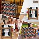 Janedream 3-Tier Bamboo Wine Rack for 12 Bottles, Easy-to-Assemble Countertop Wine Storage Shelf, Sturdy Tabletop Wine Holder for Kitchen, Inside Cabinet, Pantry, or Home Bar (3 Tier)
