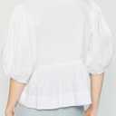 Women's Cotton Poplin Peplum Blouse, Structured Peplum Top with Silhouette for Casual & Chic Outfits (White, M)
