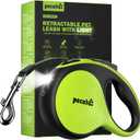 Retractable Dog Leash with Light, 16.4 ft Retractable Pet Leash with Anti-Slip Soft Grip, 360 Tangle-Free, One-Button Control, Reflective Leashes for Small Medium Dog Up to 66 lbs