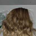 Short Ombre Blonde Wavy Wig for Women 14 Inch Shoulder Length Middle Part Curly Wavy Bob Wig Natural Looking Synthetic Heat Resistant Fiber Wig for Daily Party Use