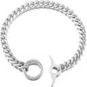 Dog Chain Collar High Polished Cuban Link Chain 10MM Strong Heavy Duty Chew Proof Adjustable Training Walking Collar with Toggle Clasp and Dog Tag for Small Medium Large Dogs(10MM, 16")