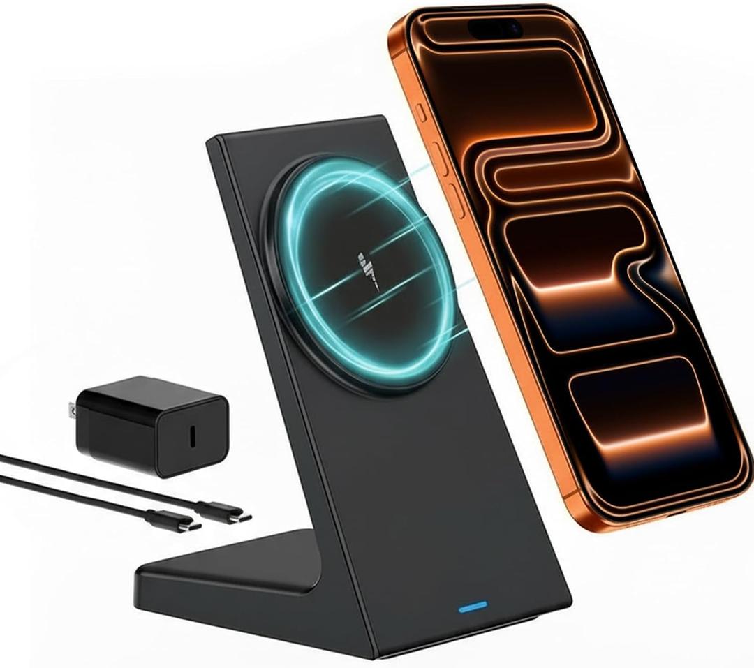 Wireless Charging Station - Magnetic Charger for iPhone 17/16/15/14/13/12 Series, Compatible with Apple, Stable Wireless Charger Stand for Desk & Bedside, Gifts for Men/Women