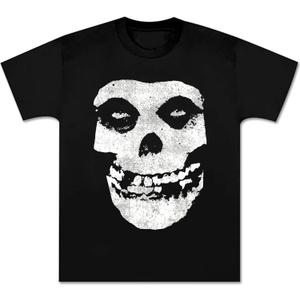 Misfits Shirt Distressed Skull Logo Graphic Printing for Youth Man Vintage Tee Shirt Women Fit Classic Short Sleeve Black (Small)
