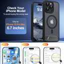 Magnetic Compatible with iPhone 15 Pro Max Case, [Built-in Kickstand][Full Camera Protection][Compatible with MagSafe][Anti-Fingerprint] Shockproof Phone Case for iPhone 15 Pro Max 6.7",Black