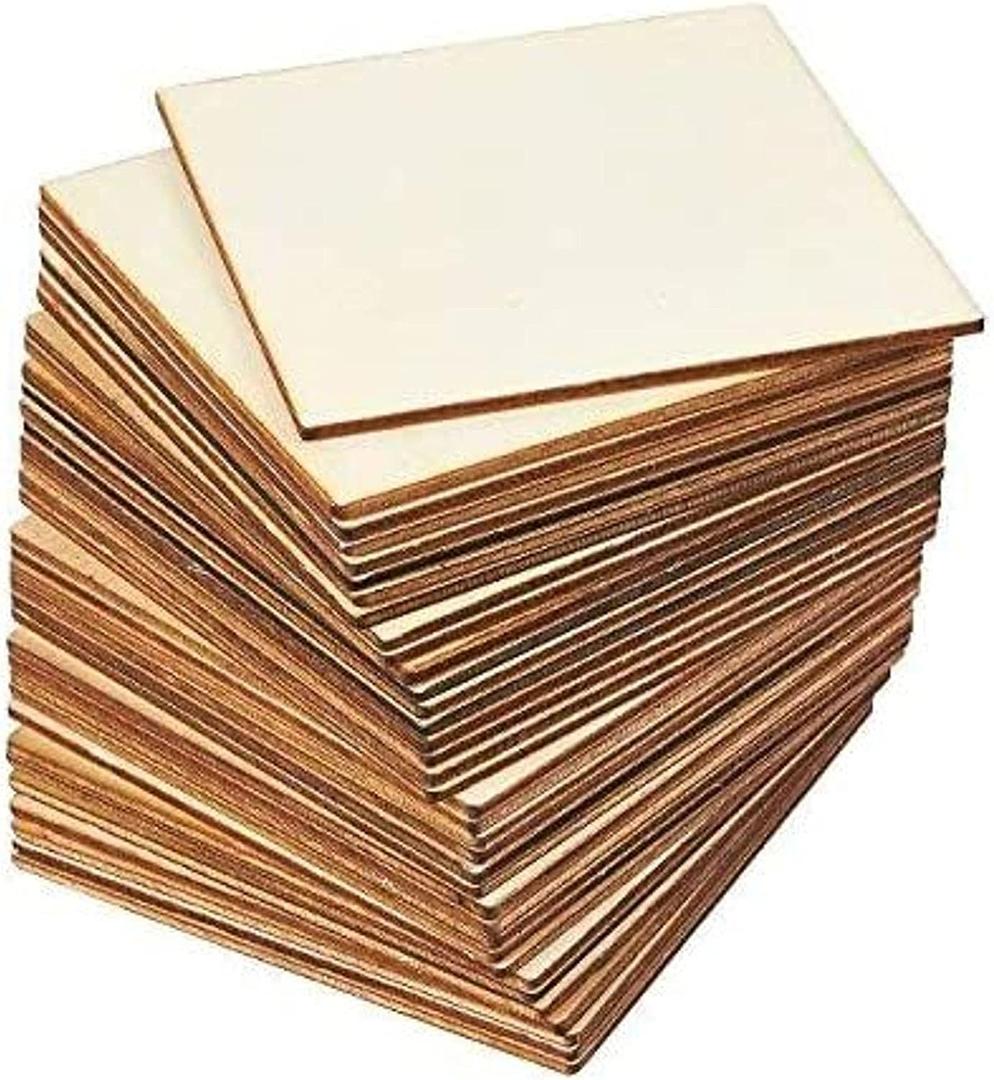 Sustainable Greetings Juvale Wood Squares for Crafts, Unfinished Wooden Cutout Tile (4 in, 36 Pack) - Wood Tiles for Crafts
