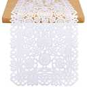 14 x 84 Inches Mexican Party Table Runner White Papel Picado Tablecloth Runner Fabric Table Decoration for Cinco De Mayo Mexican Wedding Fiesta Party Supplies (3)