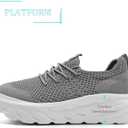 QIJGS Wide Toe Box Platform Sneakers for Women Casual Tennis Shoes Lightweight mesh Shoe (Gray)