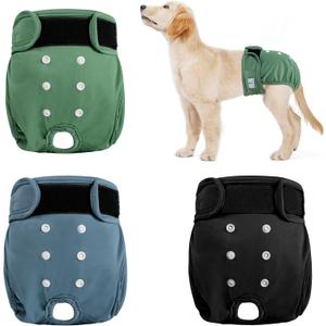 Reusable Female Dog Diapers 3Pack,Washable Diaper for Doggie,Highly Absorbent Dog Diaper,Adjustable Leakproof Puppy Diapers Skirt for Heat,Incontinence,Period Doggy Nappies, (S(Newborn-11.5"Waist))