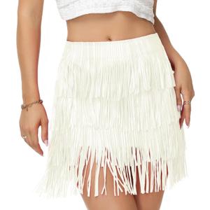 Fringe Skirt Women High Waist Mini Stretchy Pencil Cowgirl Concert Party Club Rave Festival Western Dance