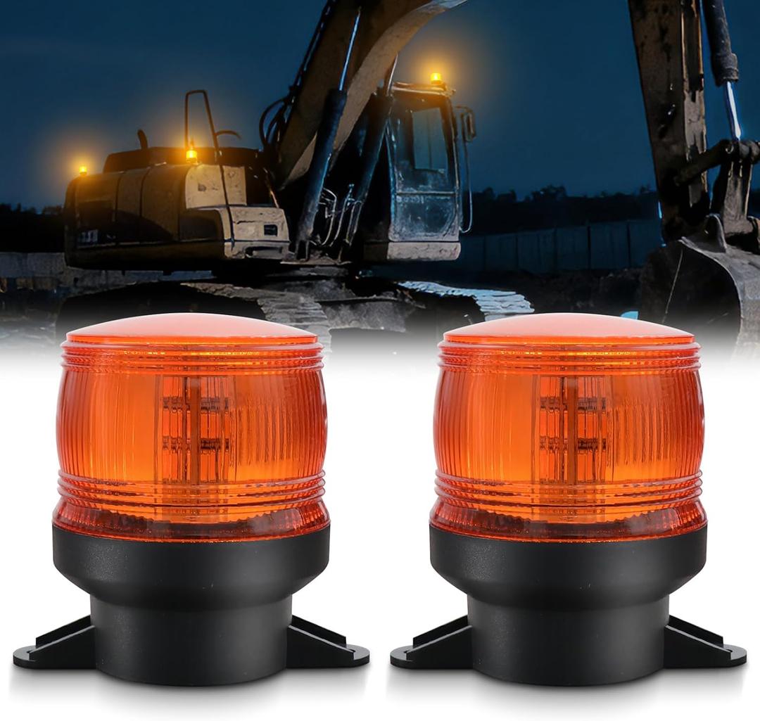 2PCS Amber Emergency Strobe Lights, 30 LED High Visibility Warning Lights with IP65 Waterproof Rating, Universal Flashing Beacon Lamp for Cars, Trucks, Vans, Tows, Tractors, ATV, Forklifts, Vehicles