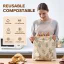 Reusable Beeswax Bread Bag for Homemade Bread & Sourdough Bread Storage Waxed Bread Bags, Organic Beeswax Cotton Bag Preservation Storage to Keep Fresh XL, L, M Set of 3