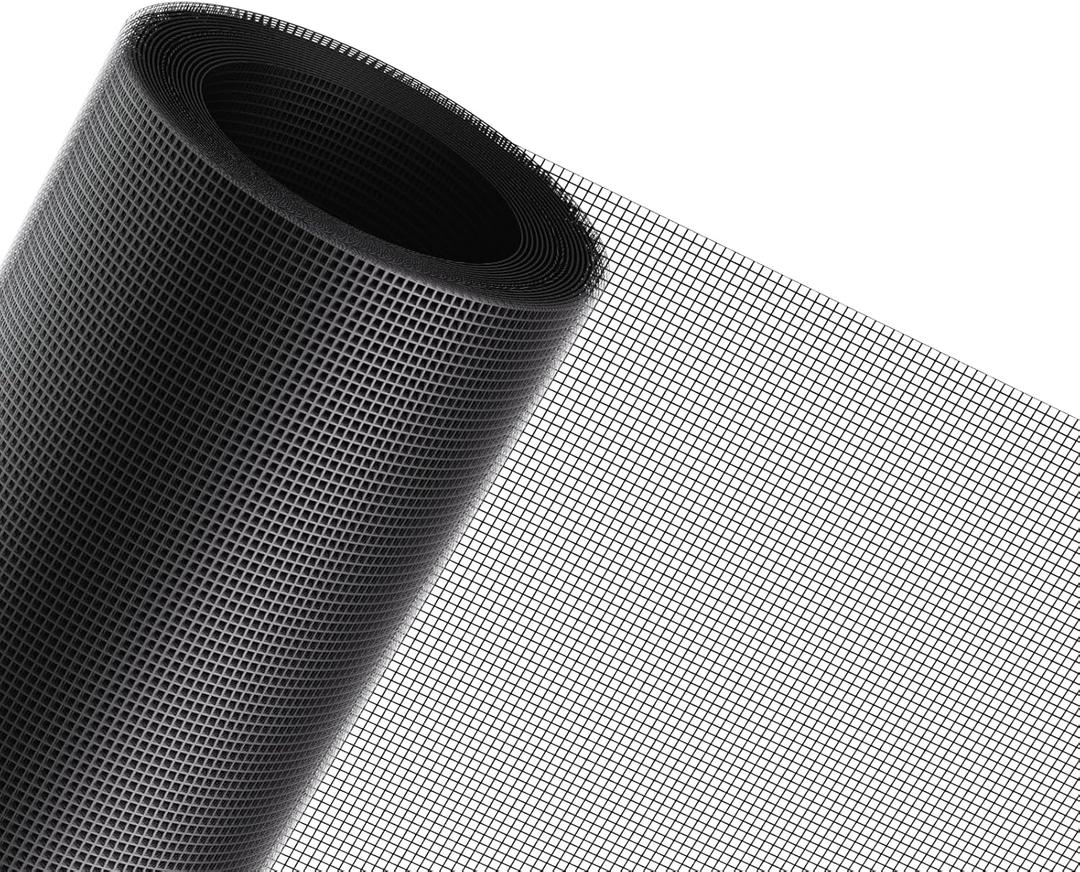 MAGZO Window Screen Replacement Mesh 48"W x 99"L - Pet Resistant Premium & Durable Polyester Screen Door Mesh, Allows Fresh Air in, DIY Repair Kit Includes Tool for Sliding Doors,Windows,Patio, Black