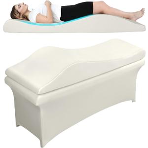 Ergonomic Lash Bed Pad, 30D Foam Esthetician Mattress Topper for Lash Tech Facial Wax, Beauty Salon Massage Bed Topper with Milk Touch & Washable Cover-Cream White