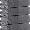 Oversized Bath Towels Set of 4, Dark Gray Extra Large Bath Sheets Towels for Adults 35x70in, Ultra Soft Bathroom Towels Microfiber Quick Dry Towel Absorbent Shower Towels For Spa Camping Beach Fitness