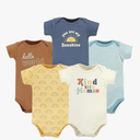 Hudson Baby Unisex Baby Cotton Bodysuits 5-pack For 9-12 Month Old Babies