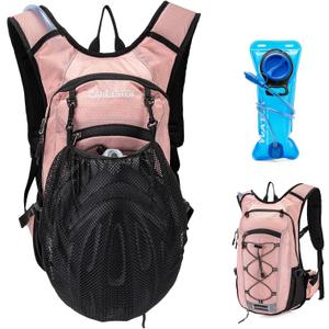 Hydration Backpack Cycling Backpack Women Running Backpack Water Backpack for Hiking Biking Backpack for Men Equipped with 2L Water Bag (Pink)