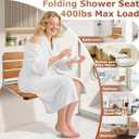 16 Inch Foldable Shower Seat Wall Mounted, Folding Shower Bench for Small Shower Spaces, 400lbs Max Load for Inside Shower, Foldable Chair for Seniors Adults,304 Stainless Steel