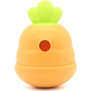 Interactive Treat Dispensing Dog Toy,Natural Rubber Chew Toy for Dog,Carrot Shaped Roly-Poly Toy Design,Fillable Food Puzzle Ball for Small and Medium-Sized Dogs