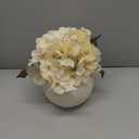 Hollyone White Hydrangea Artificial Flowers with Glass Vase Silk Fake Hydrangeas Faux Flowers Arrangements Floral Bulk Bouquet for Wedding Party Boho Home Decor Table Centerpiece Decorations