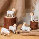 Barydat 5 Pieces Christmas Nativity Animals Set 5 Inch White Sheep Animals Figurines Goat Figurine Collectible Nativity Sets Figures Village Accessory for Holiday Xmas Home Decorations Gift