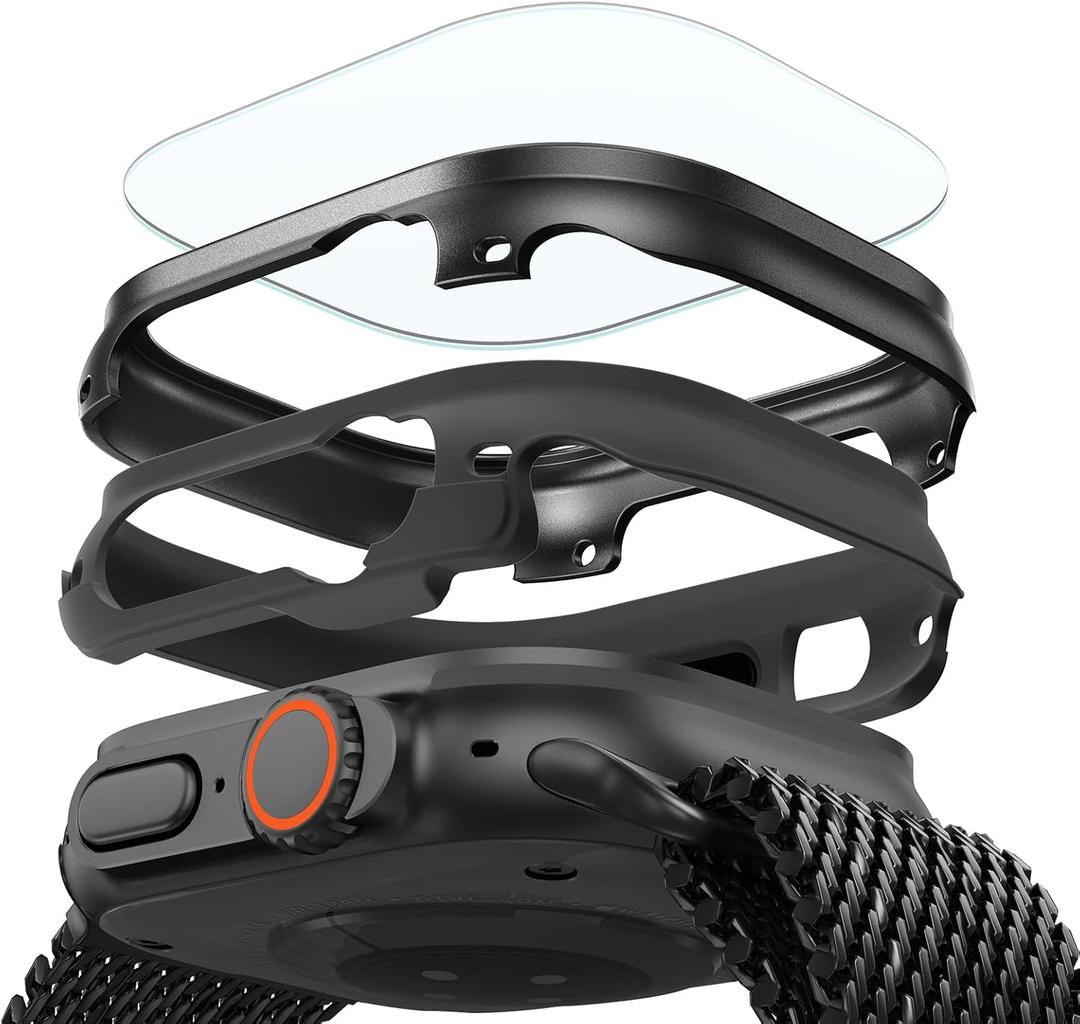 ESR for Apple Watch Ultra 3 /Ultra 2 /Ultra Case with Screen Protector 49mm (2025) Military Grade Protection, Aluminum Alloy Case with 2 Pack Armorite Glass Protector Set, Stay Original, Black