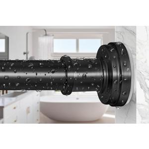 Black Shower Curtain Rod 36-84 Inch(3-7ft) Never Rust No Drilling Spring Tension Shower Rod, Adjustable Curtain Rod for Bathroom Window Living Room