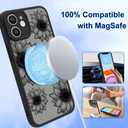 OOK Phone Case Design for iPhone 11 Case [Compatible with MagSafe], Cute Sunflower Floral Blooms Design Black Frosted Shockproof for Women Girls Magnetic Phone Cover - Black Flower